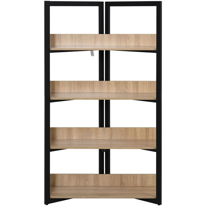 

Estantería 4 Niveles Espaciosos Sistema Antivuelco 90x39x160 Color Roble Negro - roble, negro