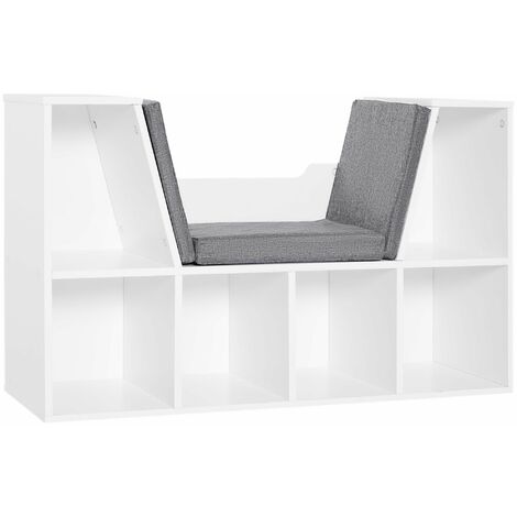 HOMCOM Estantería Librería con Asiento 6 Cubo Librería Original Infantil Zapatero con Cojín Estante con Banco Multiusos 102x30x61cm