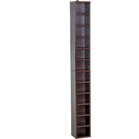 Homcom – Étagère colonne de rangement CD 12 compartiments 21L x 20l x 175H cm – Panneaux de particules E1 – Capacité max. 204 CDs – Coloris noyer foncé