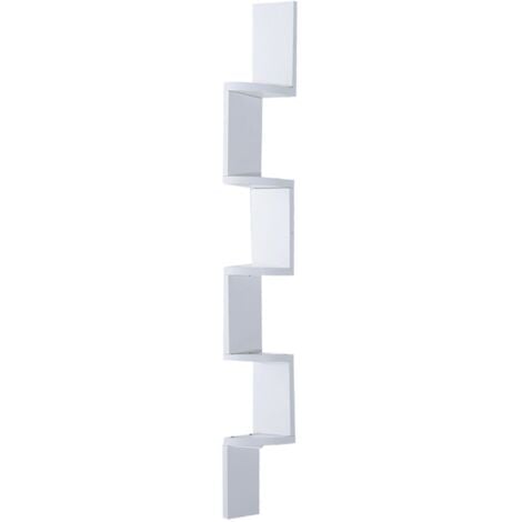 HOMCOM Étagère d'angle design contemporain zig zag 5 niveaux 12L × 12l × 120H cm blanche