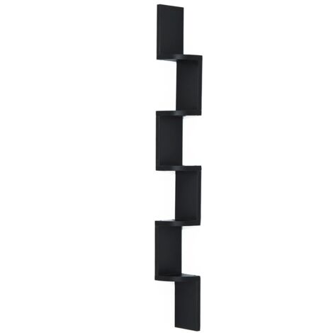 HOMCOM Étagère d'angle design contemporain zig zag 5 niveaux 12L × 12l × 120H cm noire