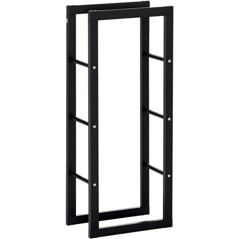 Homcom - Etagère porte bois de cheminée porte-bûches design contemporain charge max. 100 Kg dim. 40L x 25l x 100H cm métal noir