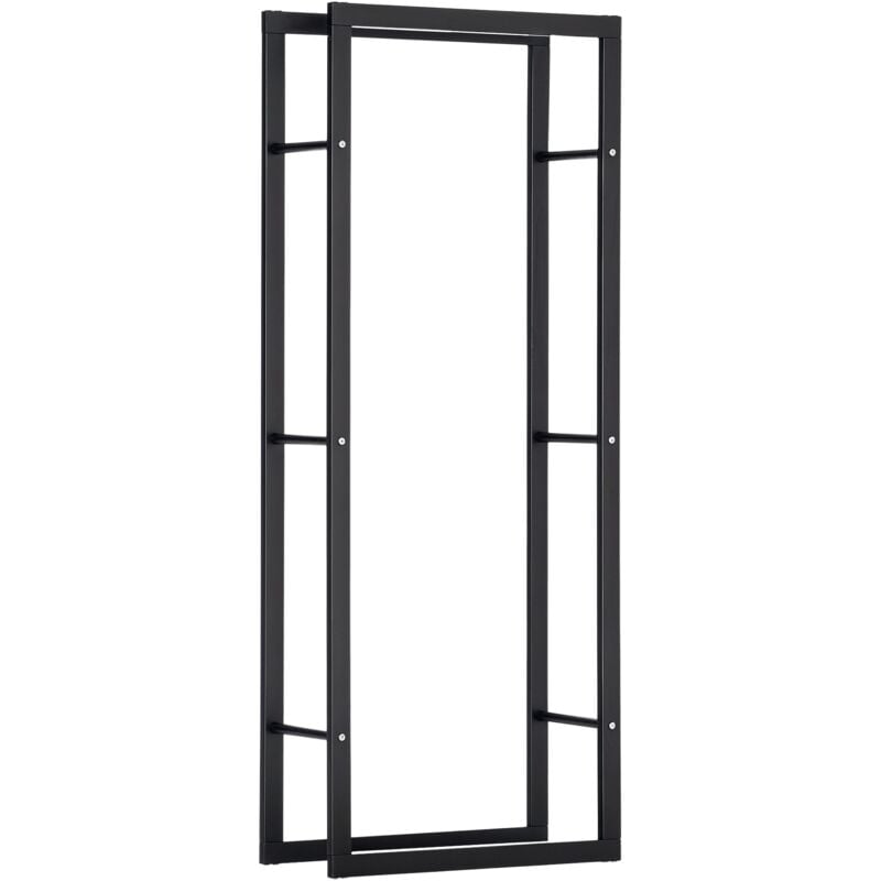 Homcom - Etagère porte bois de cheminée porte-bûches design contemporain charge max. 100 Kg dim. 60L x 25l x 150H cm métal noir