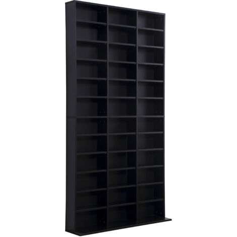 Homcom – Étagère bibliothèque 33 compartiments réglables – Dimensions 102 x 24 x 195 cm – MDF mélaminé noir – Pour 1116 CDs ou 528 DVDs
