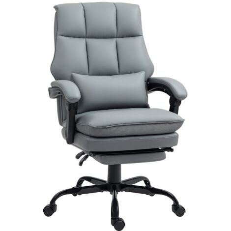 HOMCOM Executive Office Chair, PU Leather Desk Chair with Armrests Grey