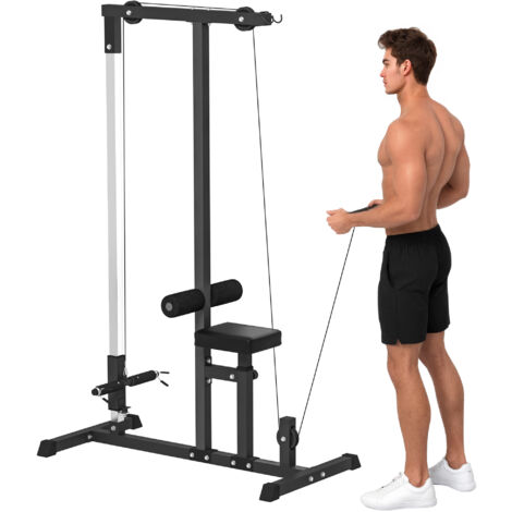 HOMCOM Exercise Pulldown Machine Power Tower with Adjustable Seat Cables