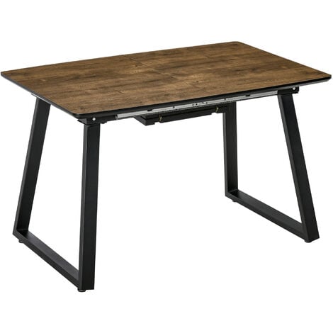 HOMCOM Extendable Dining Table Rectangular Wood Effect Tabletop with Steel Frame