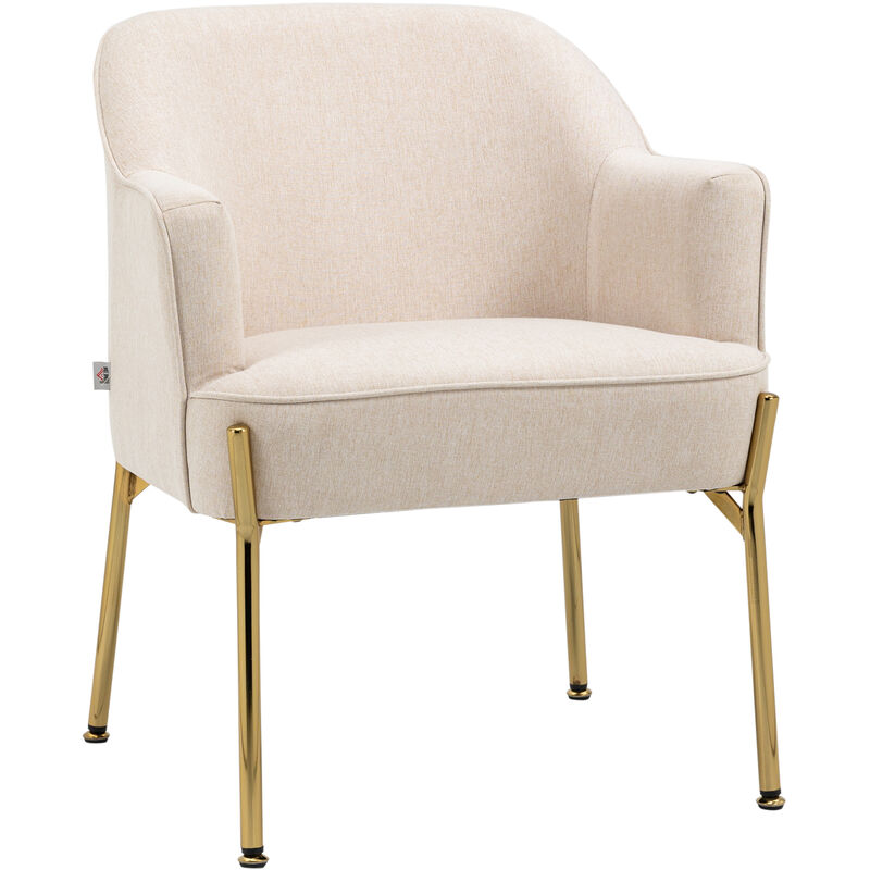 Homcom - Fabric Armchair Accent Chair w/ Metal Legs for Living Room Bedroom Cream