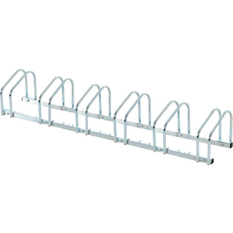 HOMCOM Fahrradständer für 6 Fahrräder wetterfest Wand- oder Bodenmontage Stahl 179 x 33 x 27cm - Silber