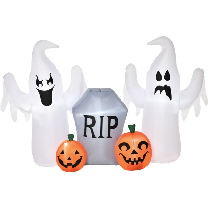 

Homcom - Fantasmas Inflables de Halloween 122 cm con Luces LED Decoración Inflable Iluminación de Blanco Frío para Exterior Interior Fiestas