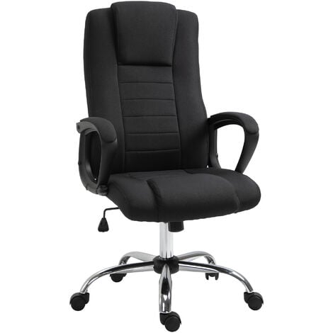 HOMCOM Fauteuil de bureau à roulettes chaise manager ergonomique pivotante hauteur réglable lin gris foncé