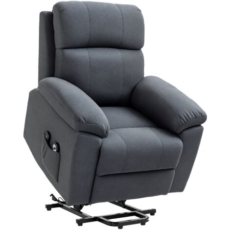 Homcom – Fauteuil relax releveur électrique inclinable – Repose-pieds ajustable – Tissu 100% polyester aspect lin – Dimensions 85L x 94,5P x 103H cm