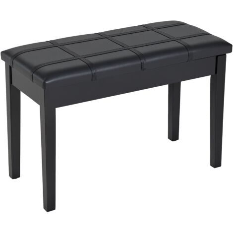 main image of "HOMCOM Faux Leather Piano Stool Double Duet Bench with Storage 75L x 35W x 49H (cm) - Black"