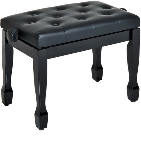 HOMCOM Faux Leather Piano Stool Height Adjustable Seat Keyboard Bench Black - Black