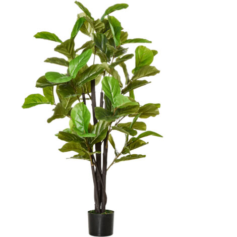 HOMCOM Ficus Artificiale con 78 Foglie Realistiche per Interni Esterni 130cm