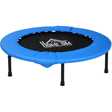 HOMCOM Fitness Trampoline Exercise, Max Load 100 KG, Blue Black Φ100cm