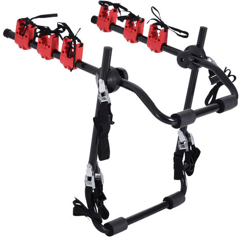 main image of "HOMCOM Foldable 3 Bike Carrier Car Back Mount Bicycle Rack Trunk SUV Universal Rear With Straps"
