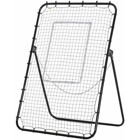 HOMCOM Foldable Football Rebounder Net Adjustable Angles with Target Zone, Black - Black