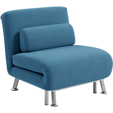 HOMCOM Folding 5 Position Convertible Sleeper Bedroom Chair Bed Blue