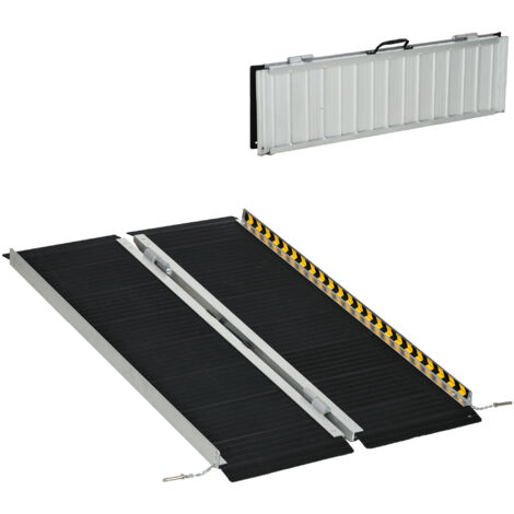 HOMCOM Folding Aluminium Wheelchair Ramp 272KG Capacity for Home 122x73cm