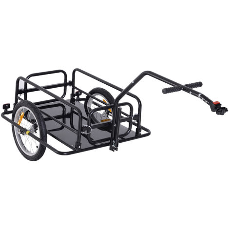 HOMCOM Folding Bicycle Cargo Storage Cart and Luggage Trailer with Hitch