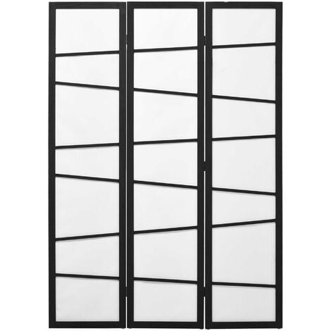 HOMCOM Folding Room Divider 3 Panel Privacy Screen Protector with Wooden Frame