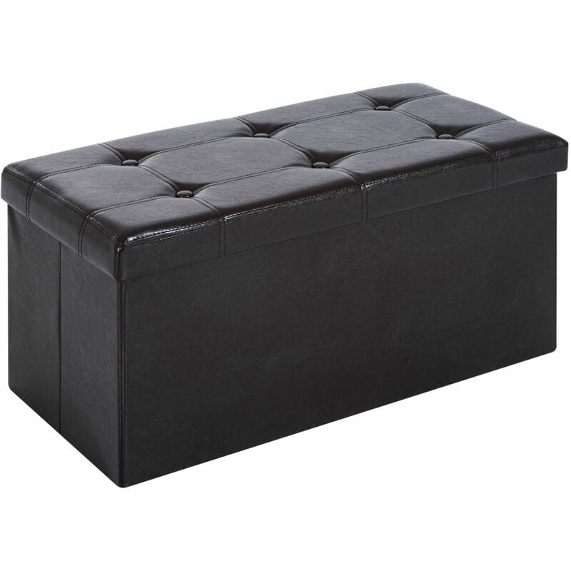 Folding Storage Cube Ottoman Bench Footrest Stool Box - Brown - Homcom