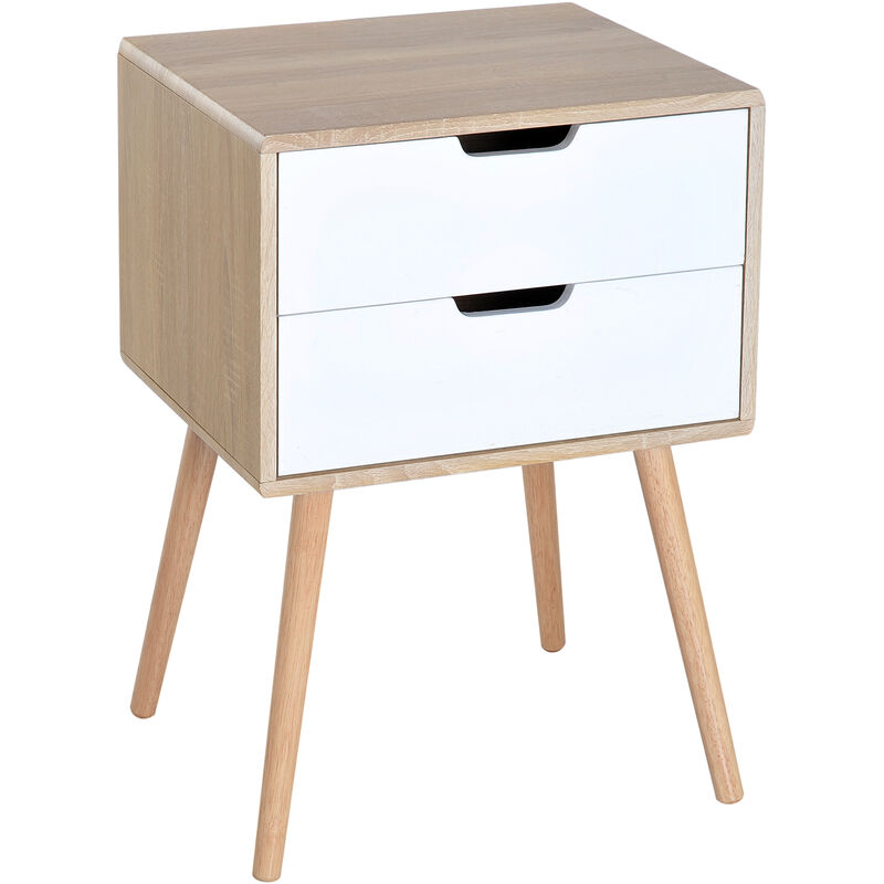 Homcom Free Standing Bedside Cabinet 2 Drawer Storage Shelf W