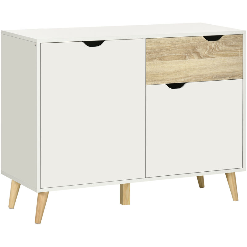 Free Standing Sideboard Storage Cabinet, Accent Cupboard with Drawer - White - Homcom