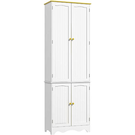 HOMCOM Freestanding Kitchen Cupboard 4-Door Storage Cabinet w/ 4 Shelves, White