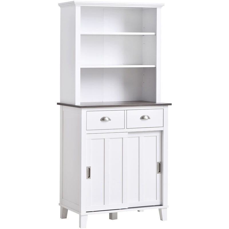 HOMCOM Freestanding Kitchen Pantry Cabinet Cupboard w/ Doors Shelves White
