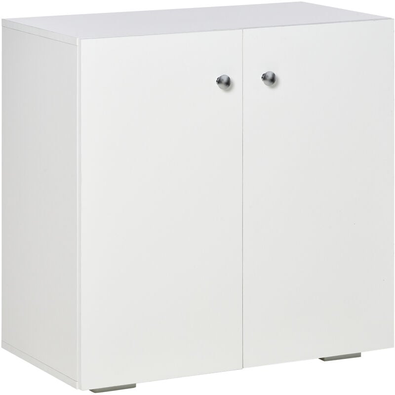 Freestanding Two-Shelf Storage Cabinet Sideboard w/ Doors Office Home White - Homcom