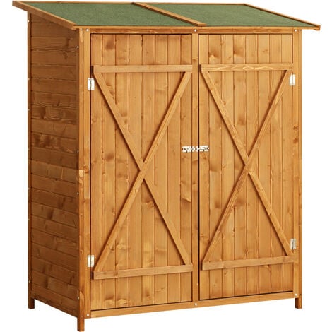 main image of "HOMCOM Garden Shed Wooden Timber Garden Storage Shed - Double Door - 160cm x 139cm x 75cm"