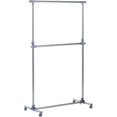 AUTRES HOMCOM Garment Rail Adjustable Portable Clothes Hanging Stand Rack Wheels