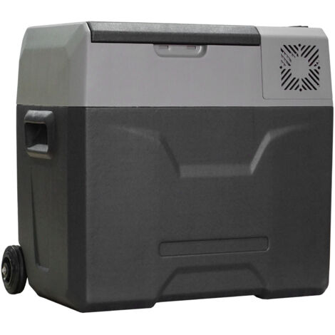 HOMCOM Glacière-congélateur portable 50L -20°C, glacière électrique à compression 12V/230V avec prise allume-cigare et adaptateur, gris noir