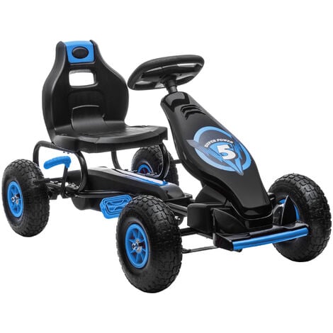 HOMCOM go kart a pedales para niños de 5-12 años con asiento ajustable neumáticos inflables amortiguador y freno de mano carga 50 kg 121x58x61 cm