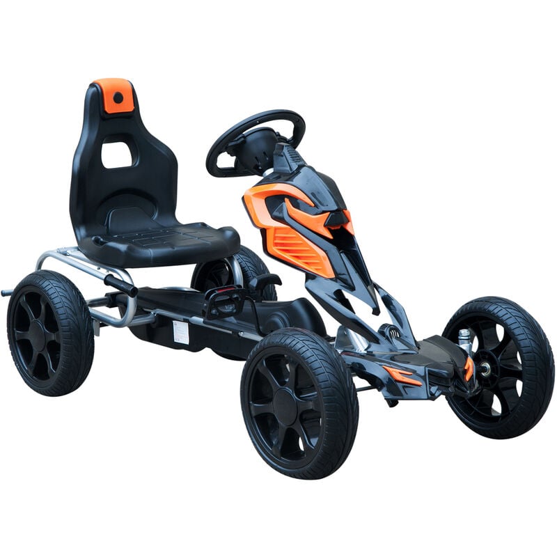

Homcom - Coche de Pedales Go Kart Racing Deportivo para Niños +5 Años Asiento Ajustable - Negro y naranja