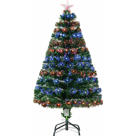 main image of "Homcom Green Fibre Optic Artificial Christmas Tree Multi colour LED Lights"