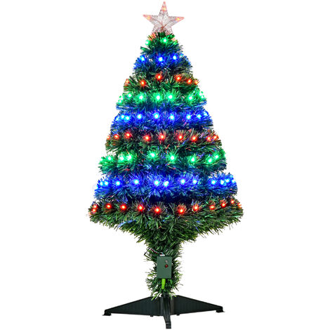 Homcom Green Fibre Optic Artificial Christmas Tree Multi