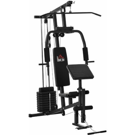 ArtSport Kraftstation ProfiGym 2000 mit - Gewichte Beinstrecker & Zuhause Multistation 9 Latzug- mit - Seilzug & 40kg Butterflystange, Krafttraining