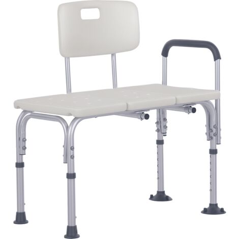 HOMCOM Height Adjustable Shower Chair with Suction Cup Feet Armrest Backrest