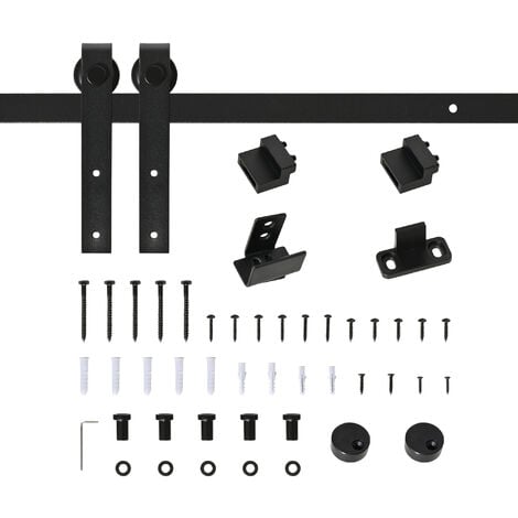 HOMCOM herraje para puerta corredera 200 cm kit de accesorios para puerta corrediza de madera con rieles de acero al carbono carga 20 kg 200x0,4x18 cm