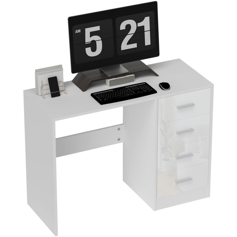 Homcom - Computer Writing Desk With 4 Drawers
