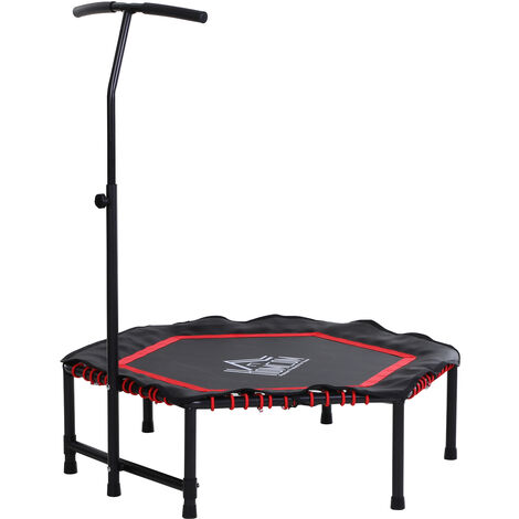 HOMCOM Cama Elástica 122/130/138cm Trampolín Hexagonal Manillar Regulable Rojo