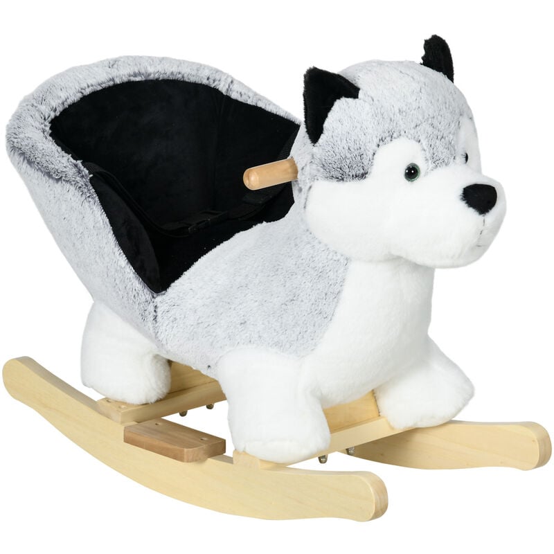 Husky-Shaped Baby Rocking Horse with Seatbelt - Homcom