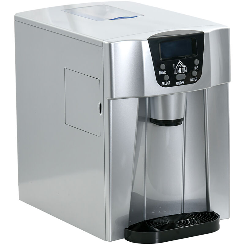 Homcom - Ice Maker Machine and Water Dispenser No Plumbing Required Silver