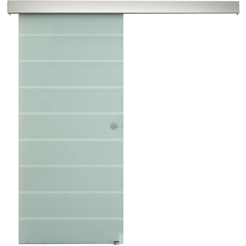 Homcom Indoor Sliding Barn Door Tempered Frosted Glass Rolling