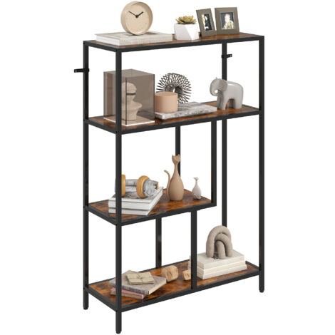 HOMCOM Industrial Bookshelf Bookcase w/ Open Shelves for Study Rustic Brown