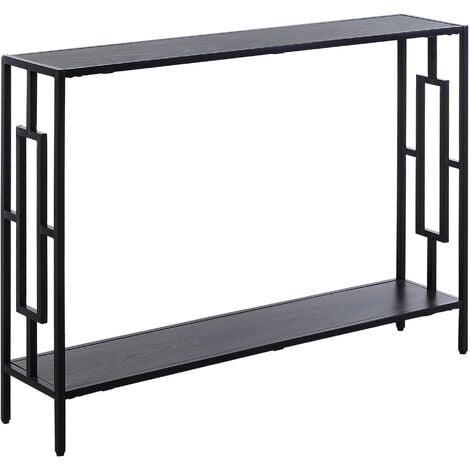 HOMCOM Industrial Console Table w/ Storage Shelf Black Metal Frame Grey