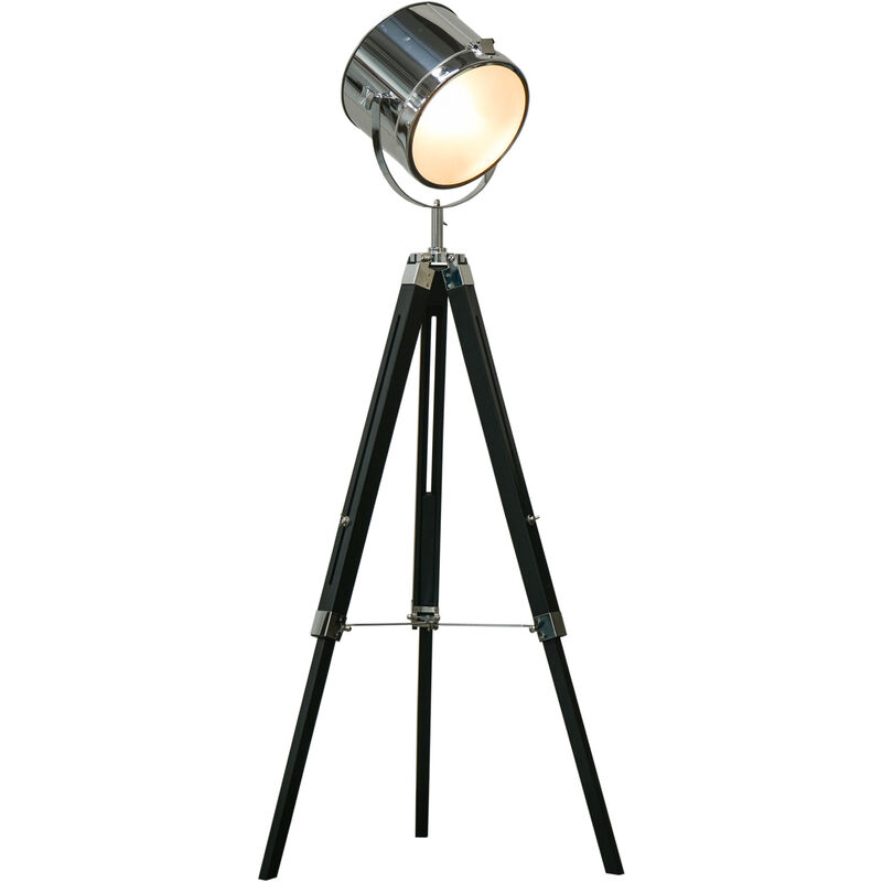 Homcom - Industrial Style Adjustable Tripod Floor Lamp, Searchlight Reading Lamp